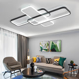 Geometric Overlapping Square LED Ceiling Light Modern Nordic Flush Mount Dimmable Chandelier