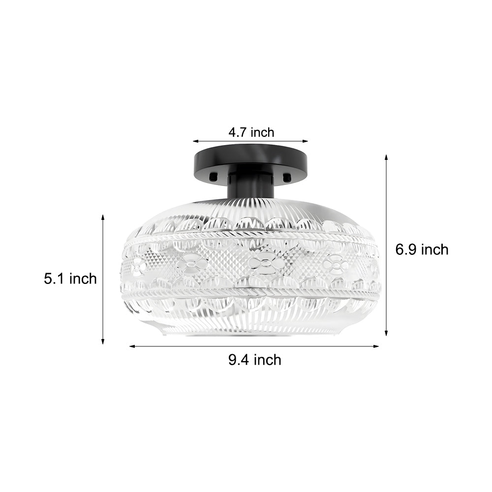 Modern American Style Acrylic Lantern Ceiling Light with Matte Metal Frame and Intricate Pattern Shade