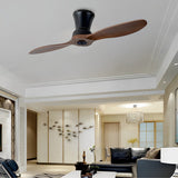 Walnut Wood 2 Blade Modern Ceiling Fan with Dimmable LED Lighting Silent DC Motor and Remote Control 56 Inch