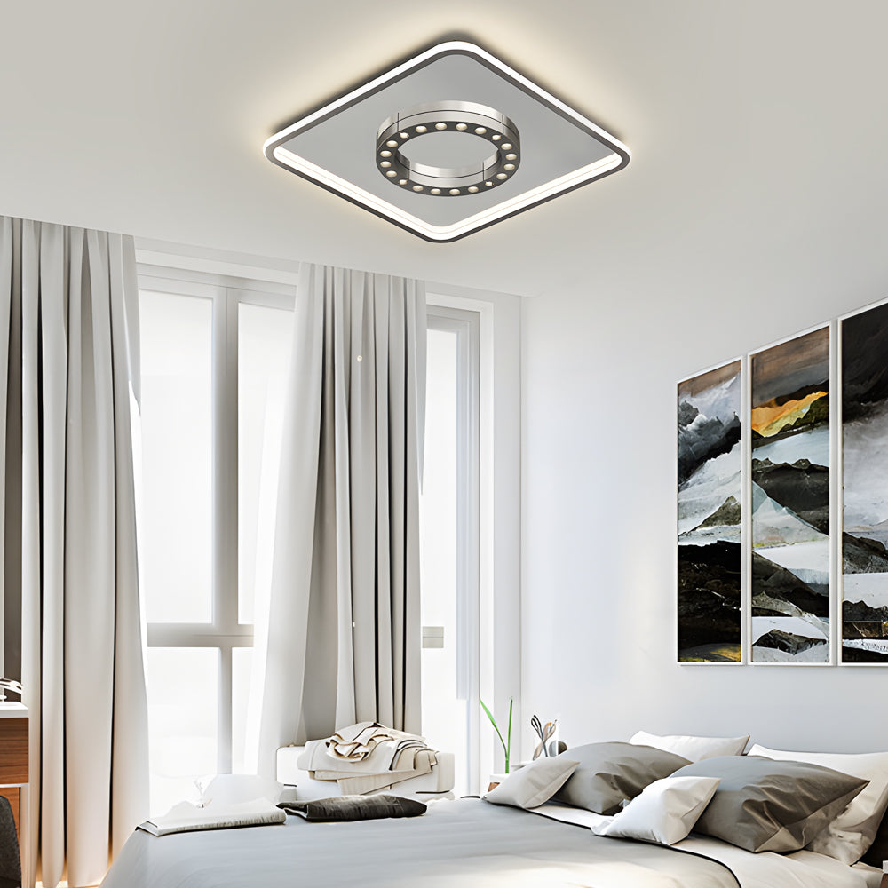 Modern LED Flush Mount Ceiling Light with 3 Step Dimming Anti Glare Square and Round Designs