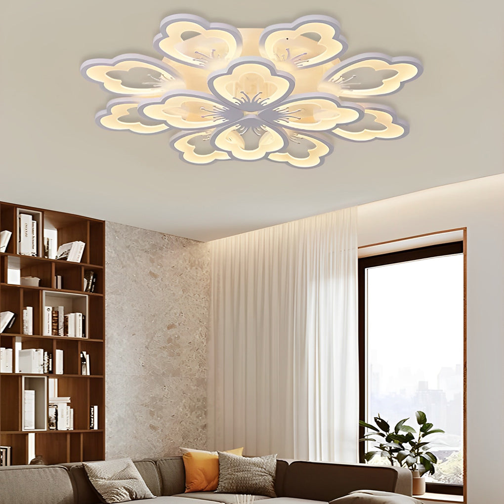 Modern Nordic Flower Shape LED Flush Mount Light with Remote Control Dimming