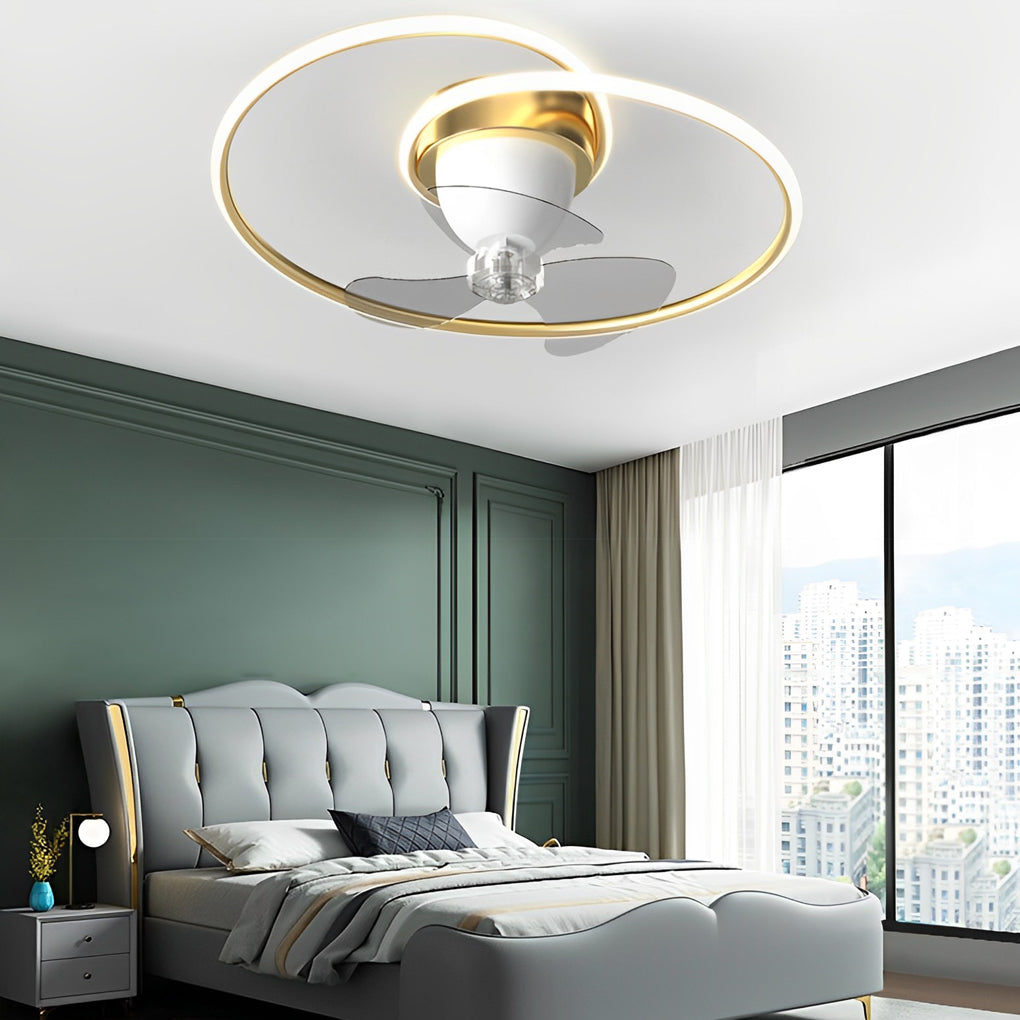 20 Inch Modern LED Ceiling Fan with 360 Degree Rotation Smart Dimmable Light for Bedroom