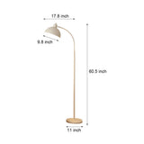 Modern White Arc Floor Lamp with Dimmable LED Dome Shade and Marble Base