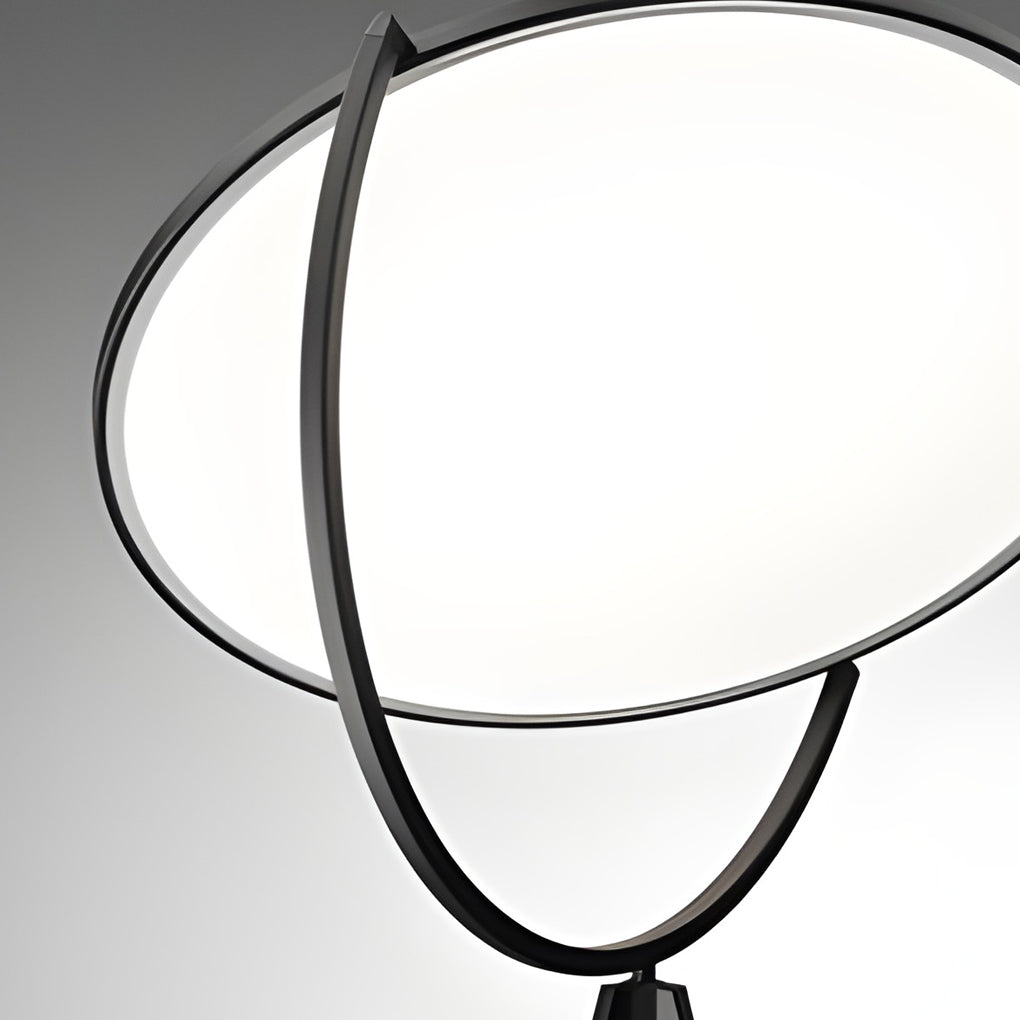 Modern Black Tripod Floor Lamp with Rotating LED Disc and Acrylic Diffuser for Bedroom and Living Room