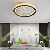 Modern Flush Mount Bladeless Ceiling Fan with Dimmable LED Light and Silent Motor