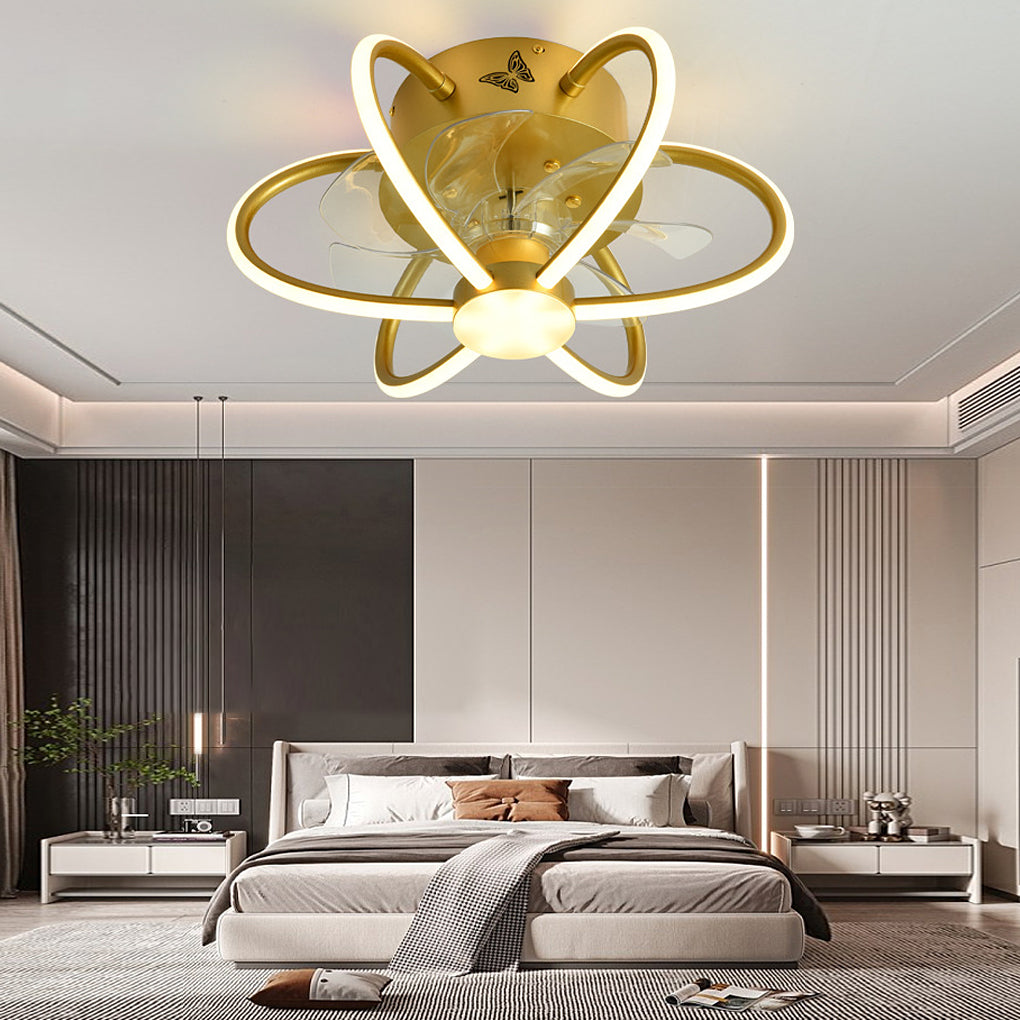 Creative Flower Shaped Bladeless Ceiling Fan with Dimmable LED Light and Remote Control