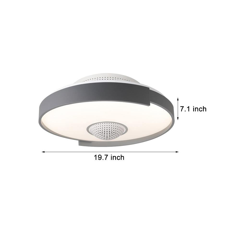 Modern Round Bladeless Ceiling Fan with Integrated Dimmable LED Light and 6 Speed Motor