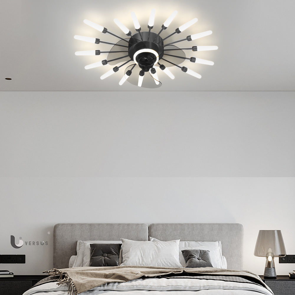Modern Flower Petal Nordic Ceiling Fan with LED Light and Three Step Dimming for Bedrooms and Living Spaces