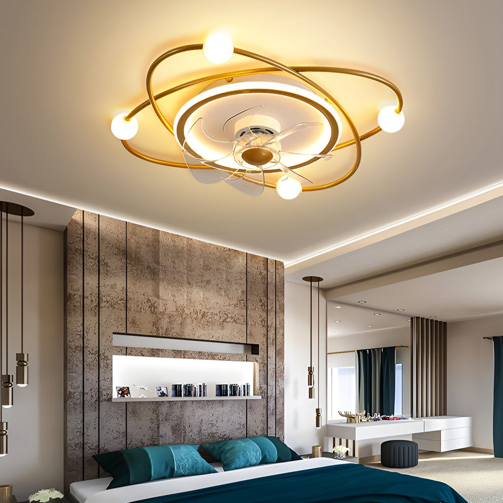 Modern Dimmable LED Nordic Ceiling Fan Light with Quiet Motor and Remote Control for Bedroom Study