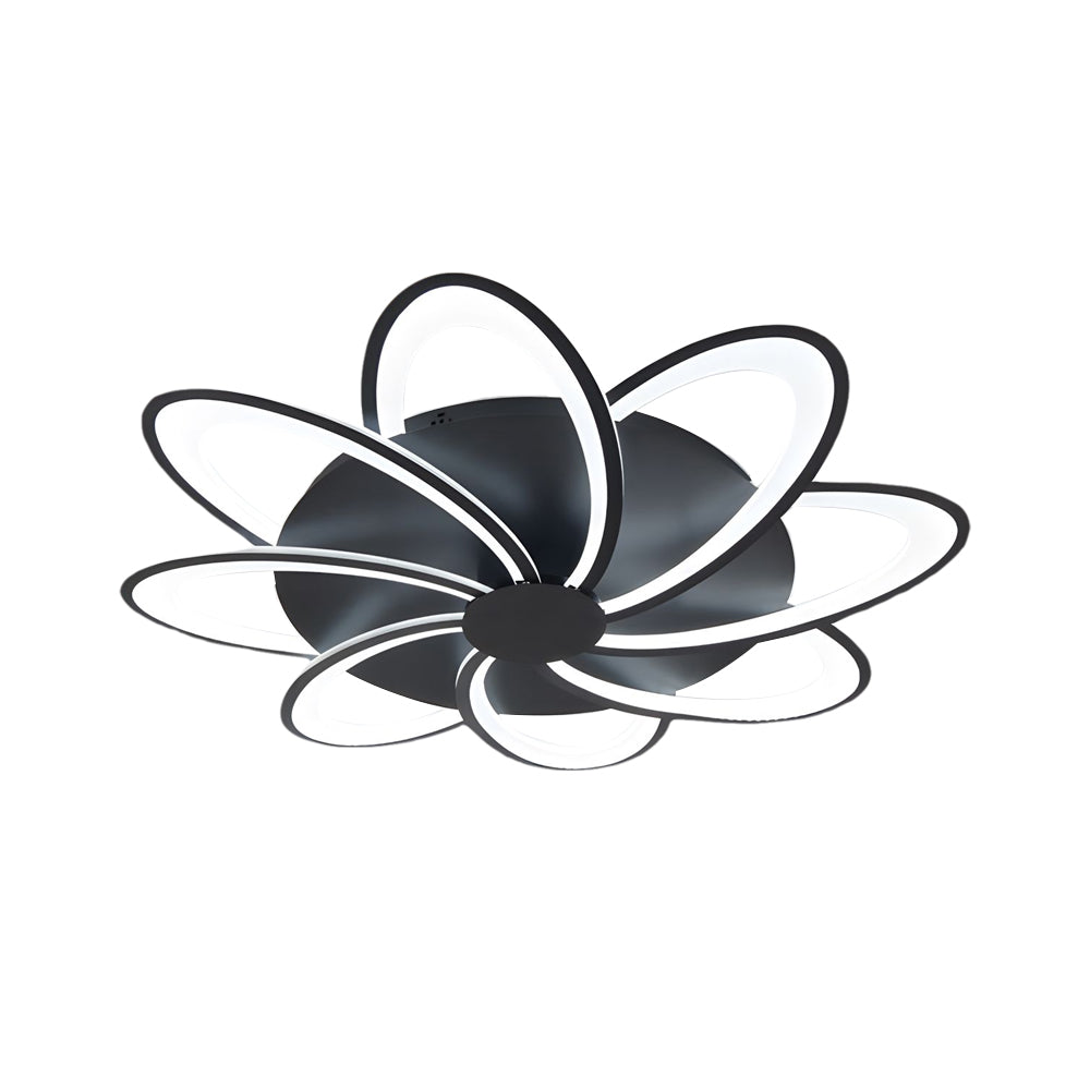 Geometric Flower LED Flush Mount Ceiling Light with Acrylic Petal Design in Black