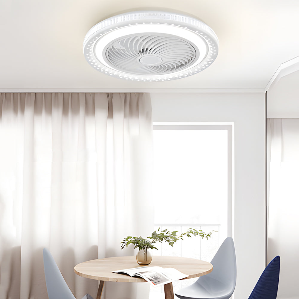 Modern 19.7 Inch Low Profile Bladeless Ceiling Fan with Dimmable LED Light and Remote Control