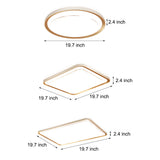 Modern Rectangular LED Flush Mount Ceiling Light Dimmable Gold Geometric Fixture for Living Room