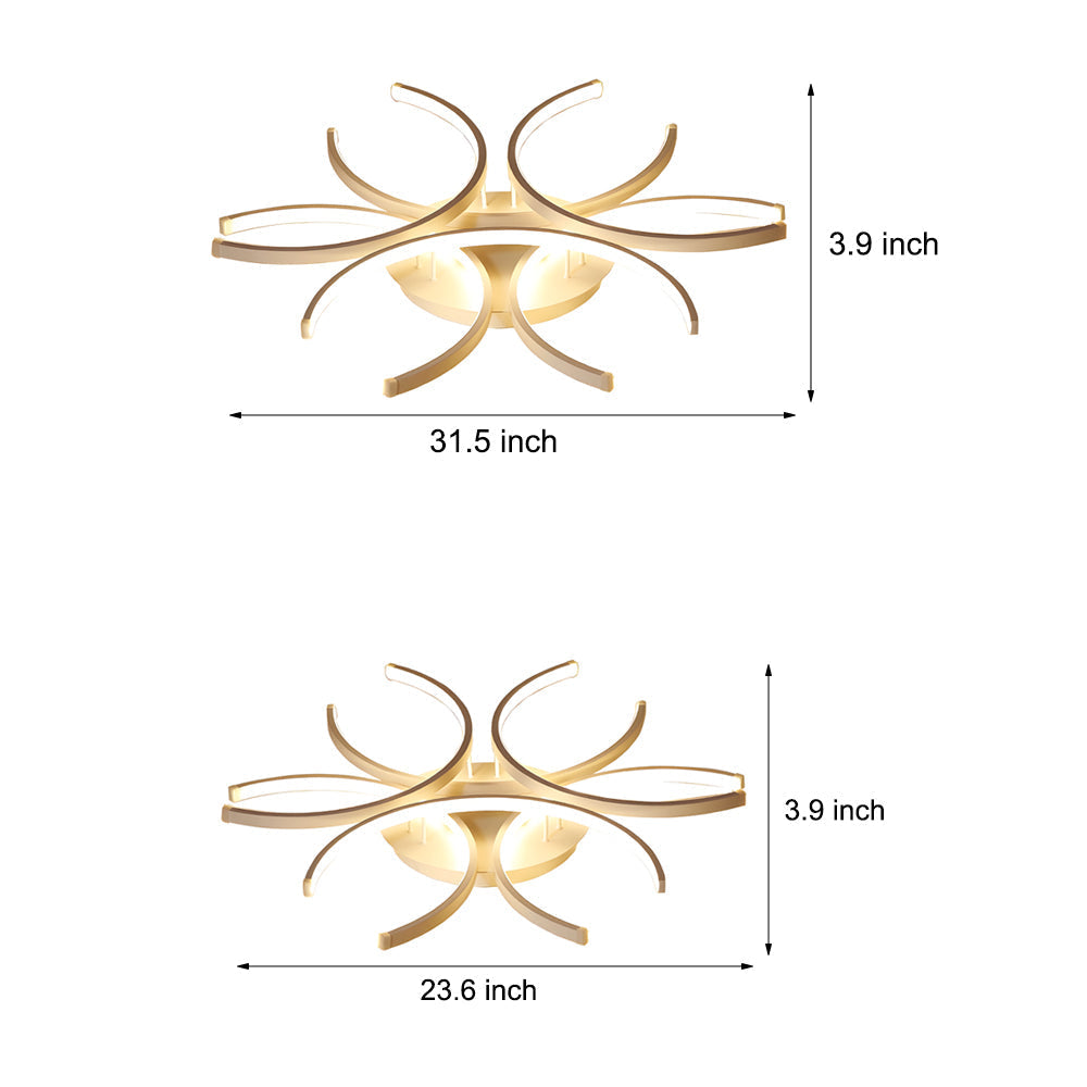 Modern Semi Circle Flower LED Ceiling Light Dimmable White Aluminum Flush Mount Fixture