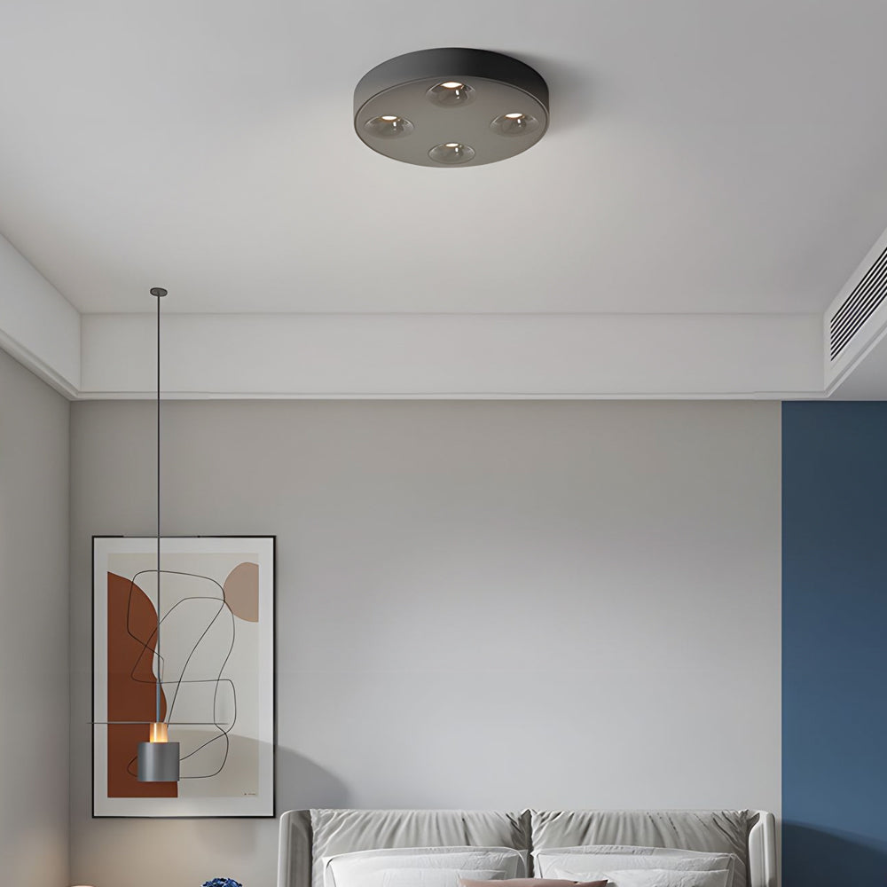 Modern 9.1 Inch Round LED Flush Mount Ceiling Light 4 Light Ultra Thin Low Profile Aluminum Fixture