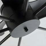 31 Inch Modern Black Round Flush Mount Ceiling Fan with LED Light and Remote Control for Living Room