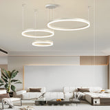Modern White Circular Rings LED Chandelier with 3 Step Dimming and Adjustable Lighting