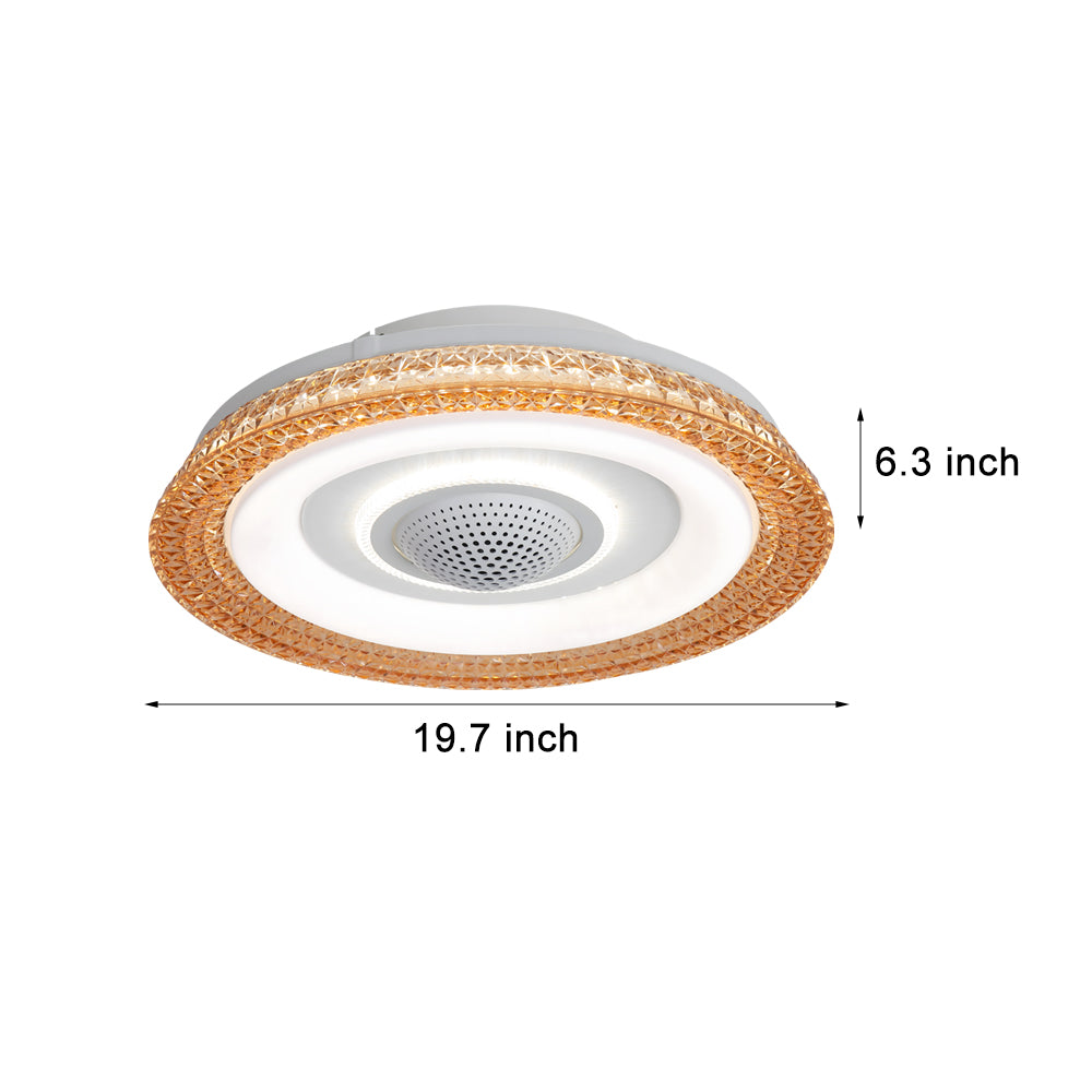 Modern 20 Inch Bladeless Smart Ceiling Fan with Dimmable LED Light and Remote Control