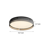 Modern Dimmable Round Ribbed Glass LED Flush Mount Ceiling Light in Gold or Black