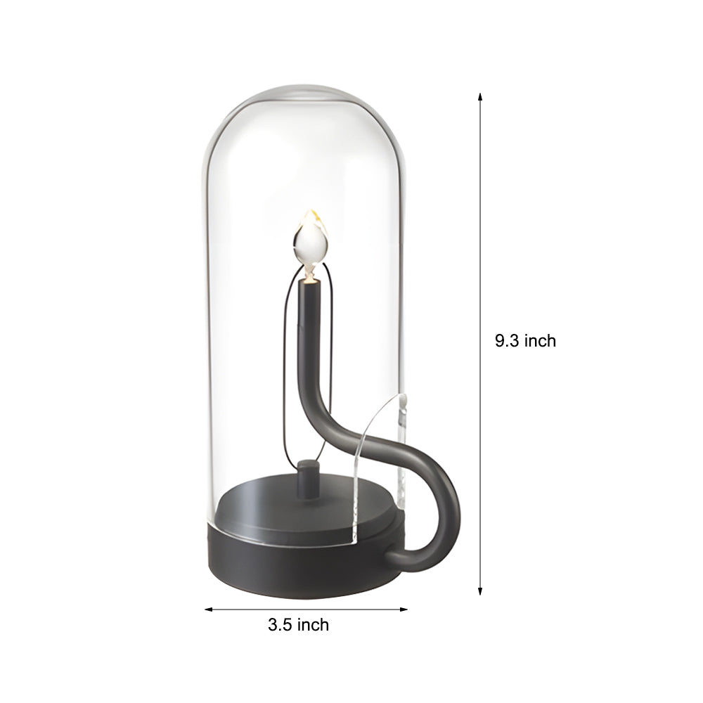 Nordic Glass Dome LED Candle Lamp Portable Rechargeable Table Light with Touch Control