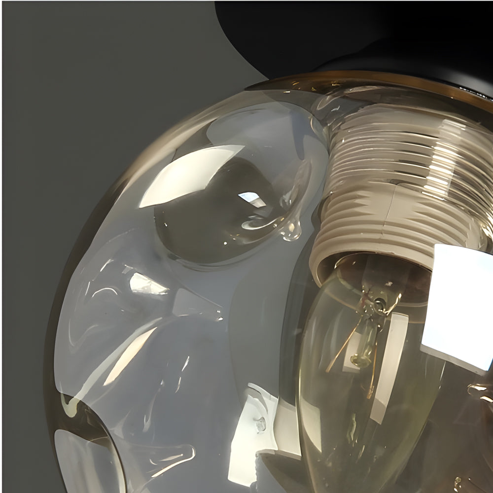 Modern Nordic Amber Glass Semi Flush Mount Ceiling Light for Corridor and Hallway