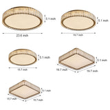 Modern Gold K9 Crystal Flush Mount Ceiling Light Luxury LED Round or Square Lamp with Frosted Shade