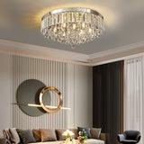 19 Inch Modern Round Crystal LED Ceiling Light Fixture for Living Room Bedroom and Hallway