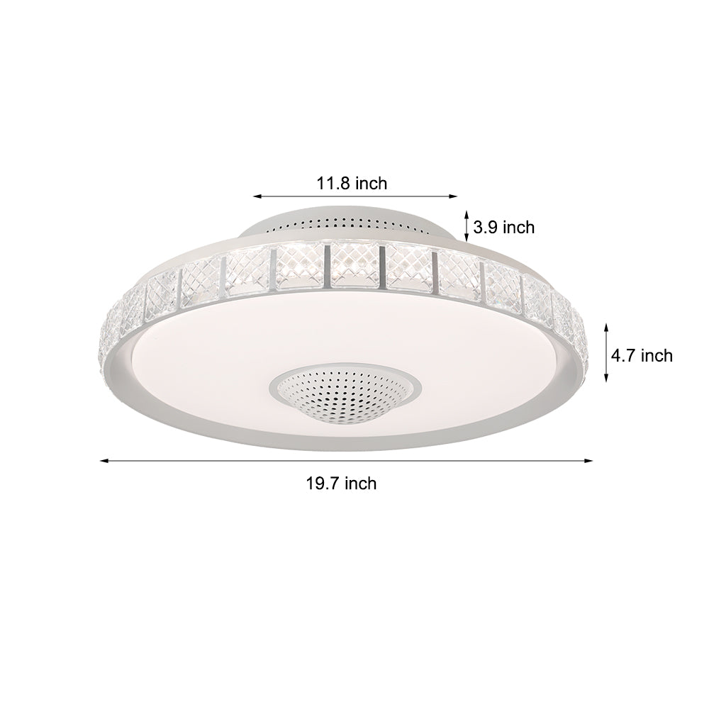 Modern 20 Inch Flush Mount Bladeless Ceiling Fan with Integrated LED Lighting and Remote Control