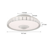Modern 20 Inch Flush Mount Bladeless Ceiling Fan with Integrated LED Lighting and Remote Control