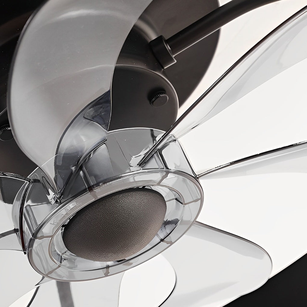 Modern Round Bladeless Ceiling Fan with Dimmable LED Light and Remote Control Mute Inverter Low Profile Fan