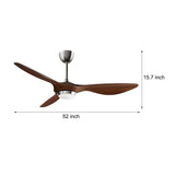 Modern 52 Inch 3 Blade LED Ceiling Fan with Remote 6 Speeds Reversible DC Motor Light