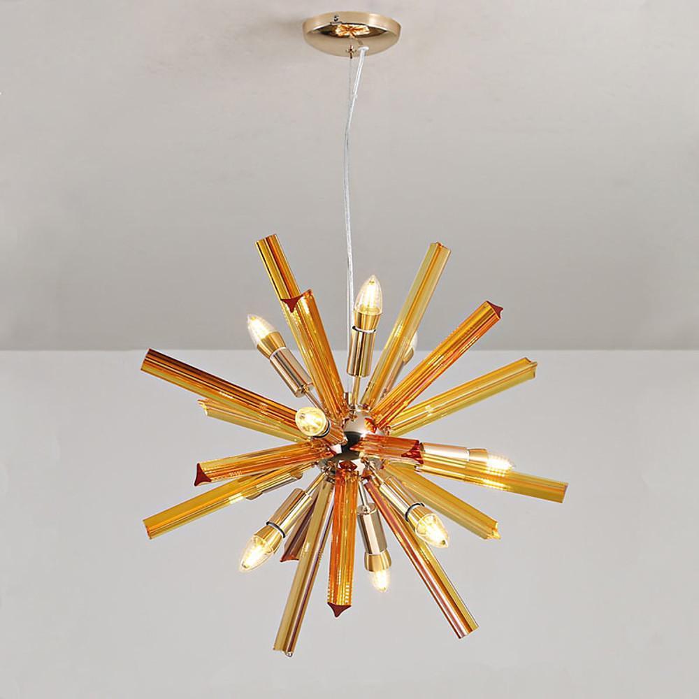 9 Light LED Modern Metal Pendant Light Fixture for Kitchen Island and Dining Areas in Gold and Gray