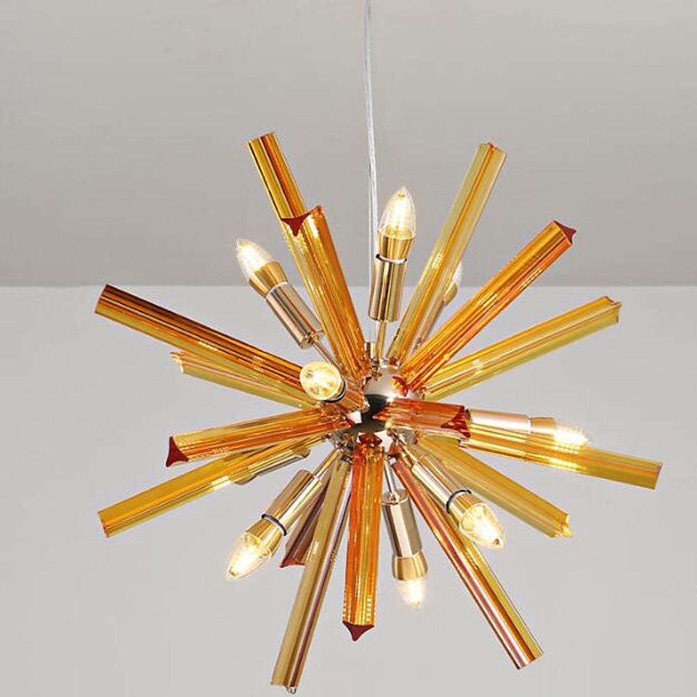 9 Light LED Modern Metal Pendant Light Fixture for Kitchen Island and Dining Areas in Gold and Gray