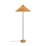 Mid Century Modern Rattan Stem Floor Lamp with Elegant Fabric Shade for Indoor Living Spaces