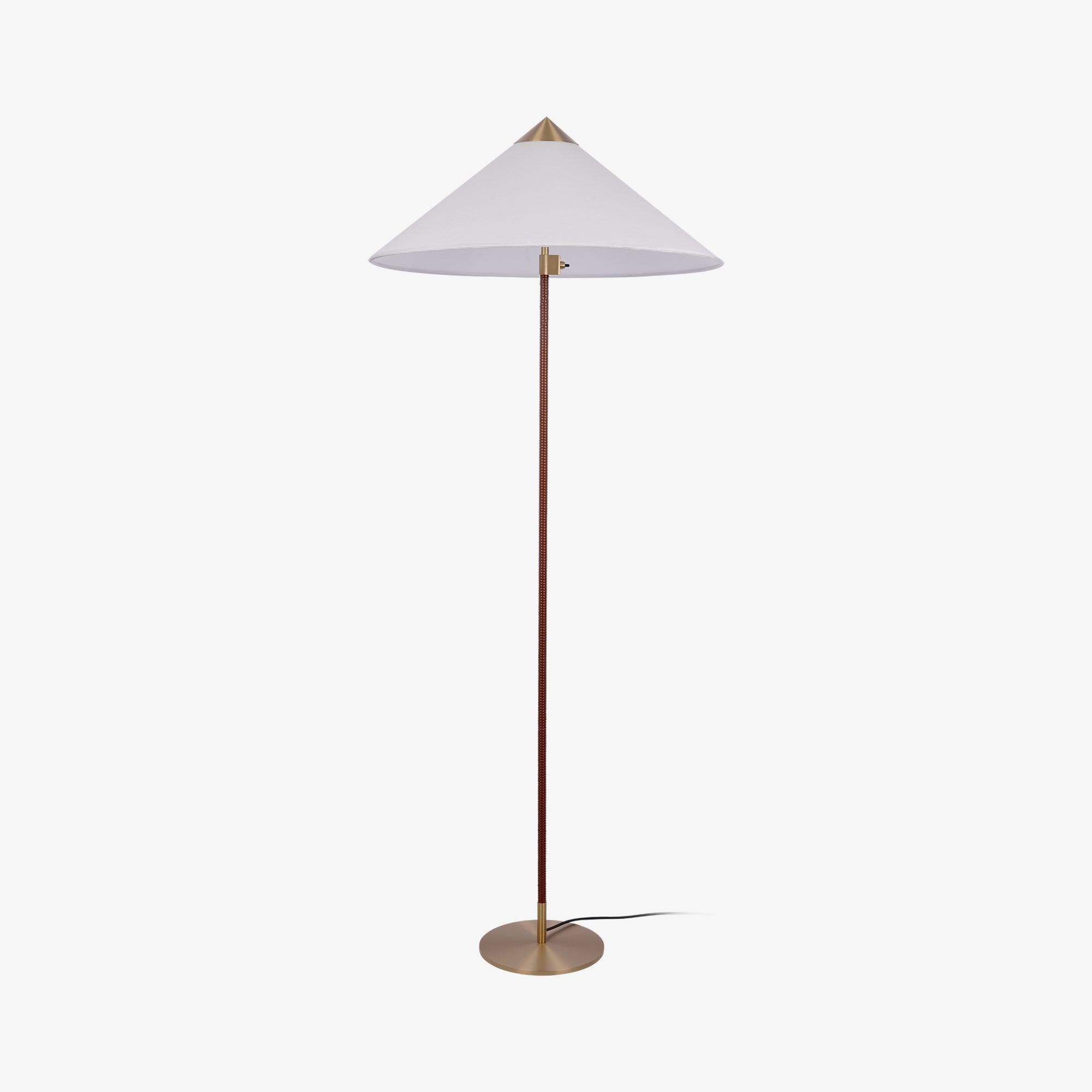 Mid Century Modern Rattan Stem Floor Lamp with Elegant Fabric Shade for Indoor Living Spaces