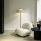 Mid Century Modern Rattan Stem Floor Lamp with Elegant Fabric Shade for Indoor Living Spaces