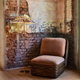 Mid Century Modern Rattan Stem Floor Lamp with Elegant Fabric Shade for Indoor Living Spaces
