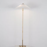 Mid Century Modern Rattan Stem Floor Lamp with Elegant Fabric Shade for Indoor Living Spaces