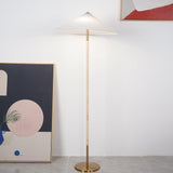 Mid Century Modern Rattan Stem Floor Lamp with Elegant Fabric Shade for Indoor Living Spaces