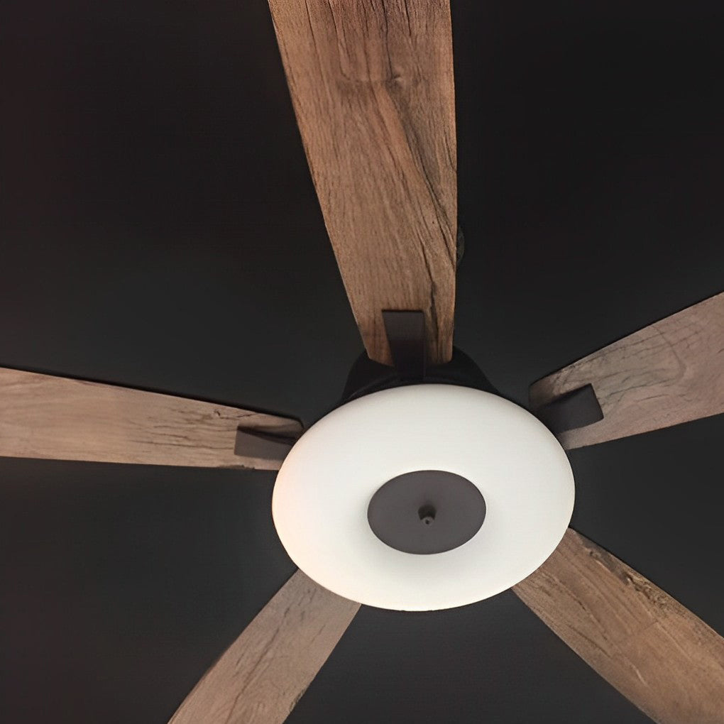 Nordic 52 Inch 5 Blade Dimmable LED Ceiling Fan with Remote Quiet Wood Grain Flush Mount Fan