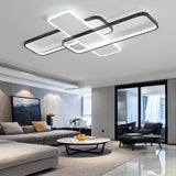 Geometric Overlapping Square LED Ceiling Light Modern Nordic Flush Mount Dimmable Chandelier