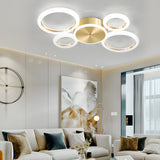 Contemporary Gold LED Flush Mount Ceiling Light Ring Circle Fixture for Living Room Bedroom