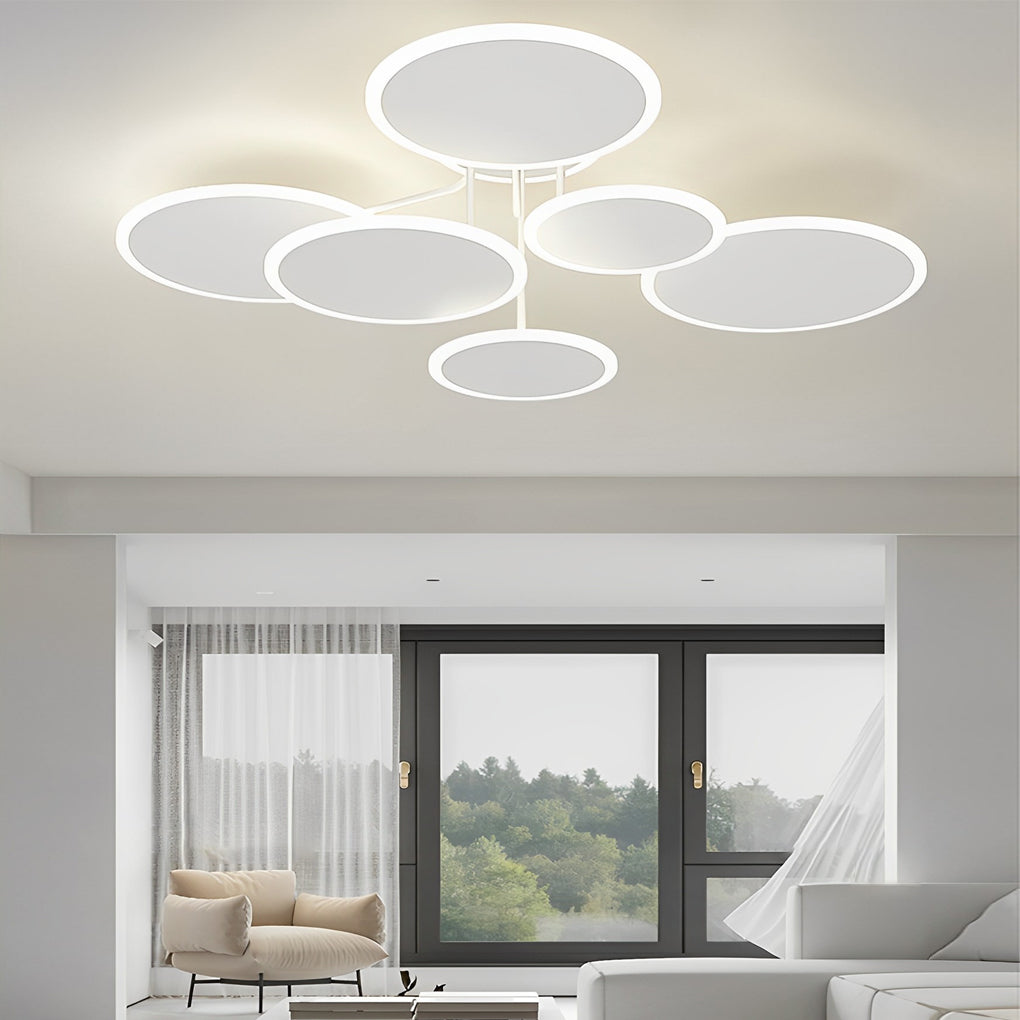 Modern Nordic Round LED Flush Mount Ceiling Light Matte White Finish with 3 Step Dimming