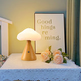 Modern Brushed Metal Mushroom LED Table Lamp with Touch Dimming for Bedroom