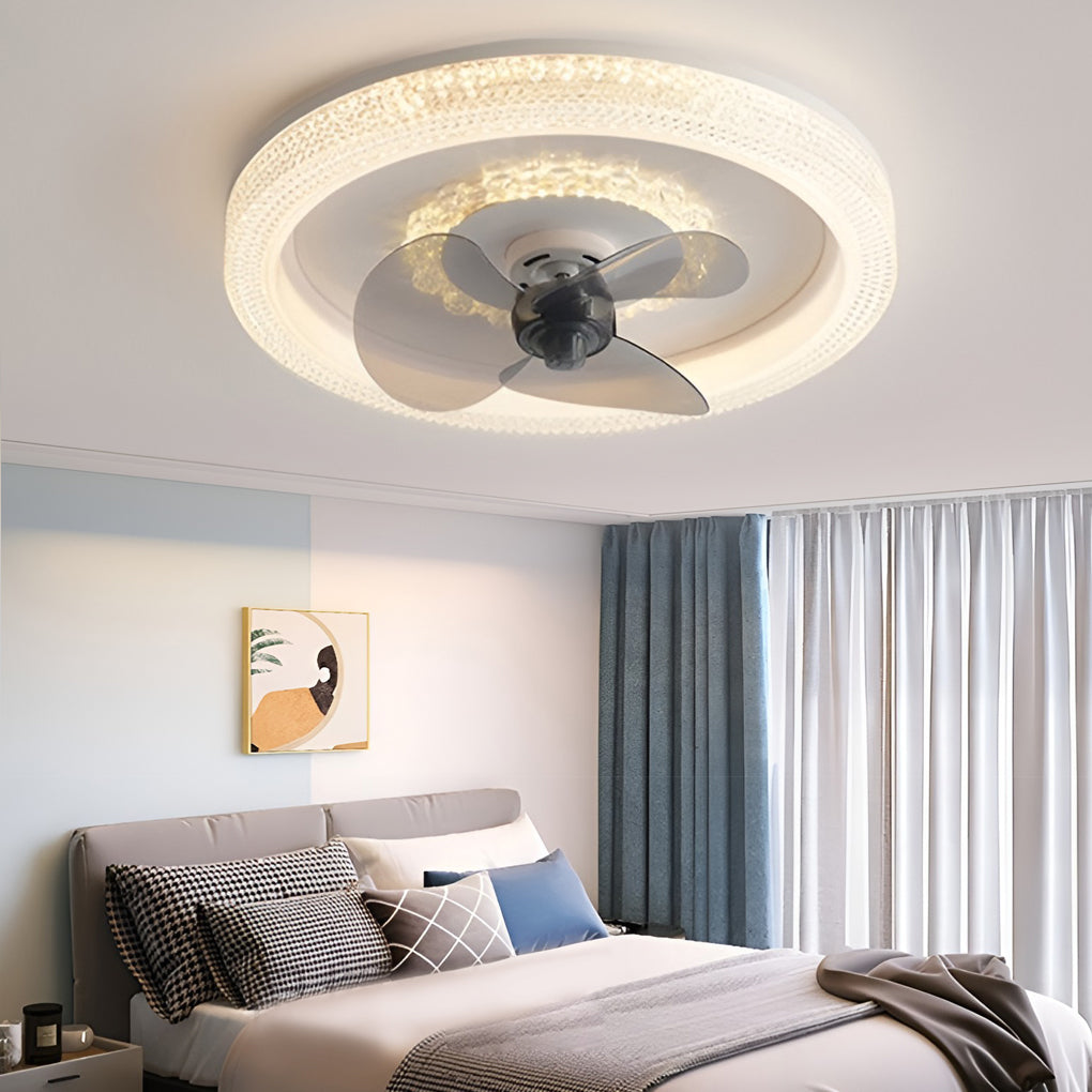 Modern Dimmable LED Ceiling Fan with 360 Degree Rotation and Remote Control for Bedroom