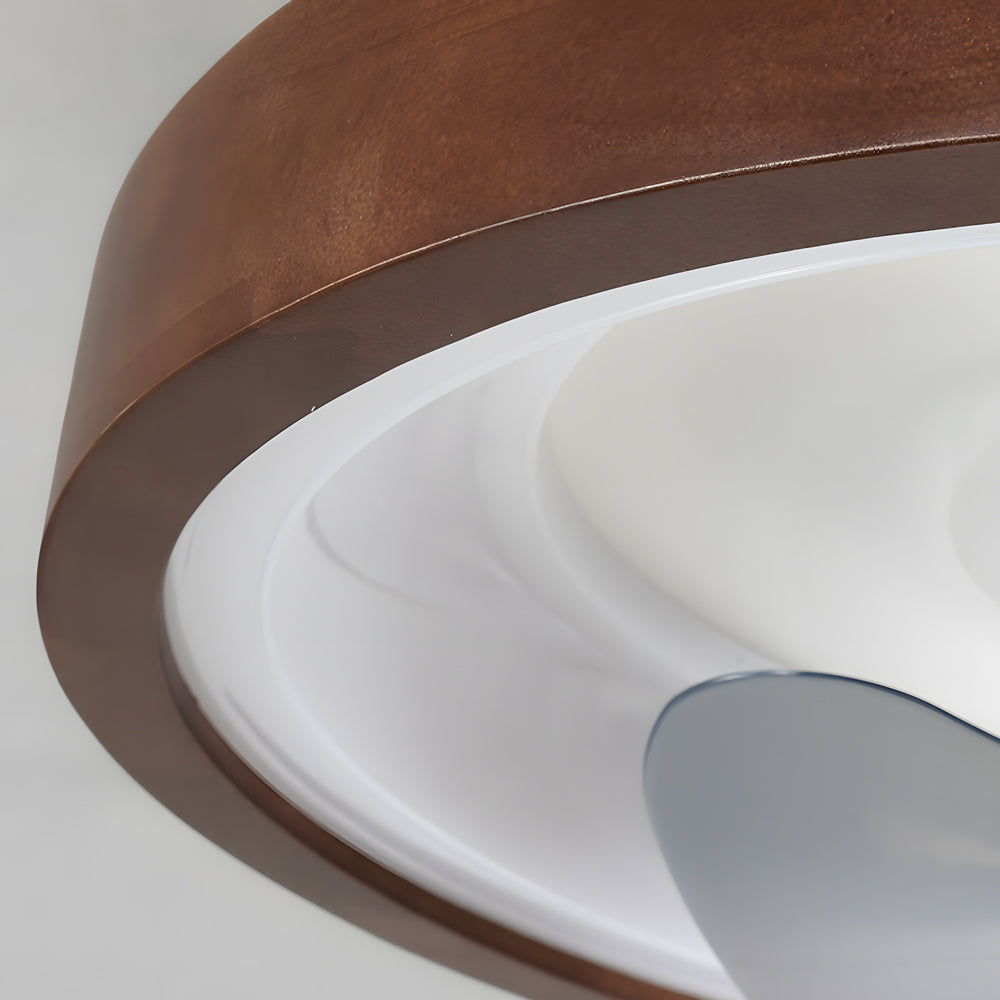 Modern 20 Inch Walnut Flush Mount Ceiling Fan with Dimmable LED Light and 6 Speed Remote