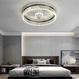 Round Bladeless Ceiling Fan with Dimmable LED Light 6 Speeds Silent Low Profile Flush Mount Fan