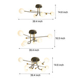 Modern Sputnik Globe Semi Flush Mount Ceiling Light with Milky White Glass Shades