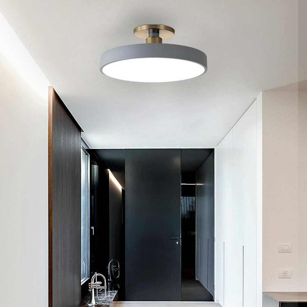 Round LED Semi Flush Mount Ceiling Light for Modern Bedrooms and Living Rooms Nordic Minimalist Fixture