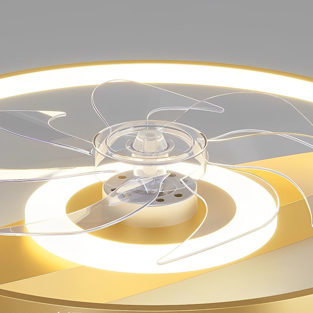 Modern Rectangular Bladeless Ceiling Fan with LED Light and Dual Internal Fans for Living Room
