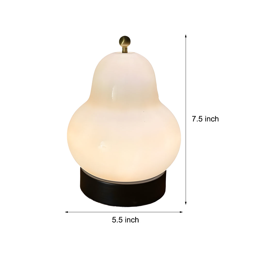 Glass Pear LED Table Lamp with Touch Control and 3 Color Dimming Modes Portable Ambient Light